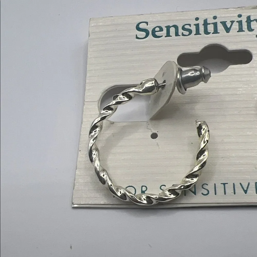 Silver Twisted Hoop Earrings